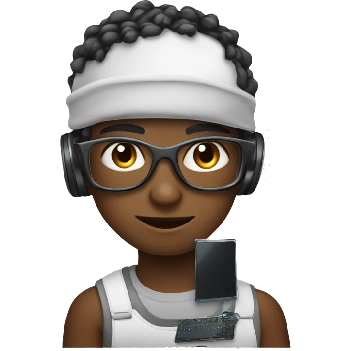 a cool kid with tech screens around him emoji
