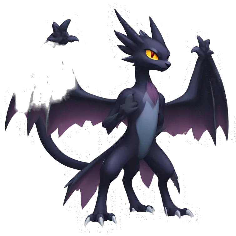 Edgy Cool Dark type Shadow type Nargacuga-Noivern-Pokémon-fusion-cat Full Body emoji