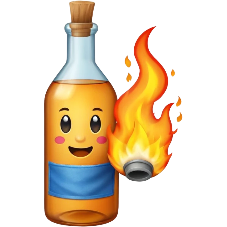 Bottle of fuel with burning rag in it  being thrown  emoji