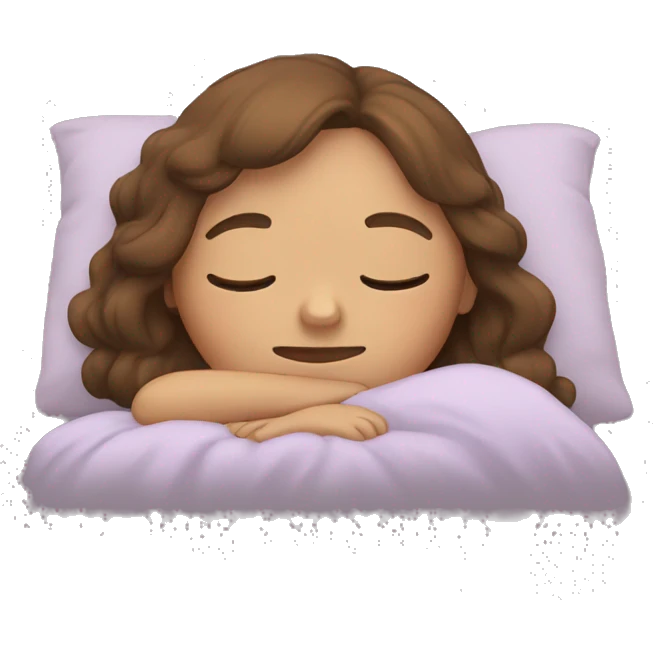 Girl with brown hair sleeping emoji