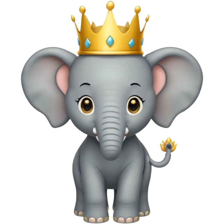 Elephant calf with small crown symbol on head. emoji