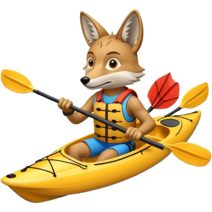 Humanoid coyote kayaking emoji