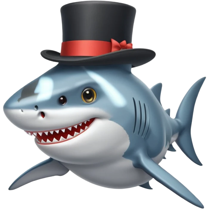 Shark with a top hat emoji