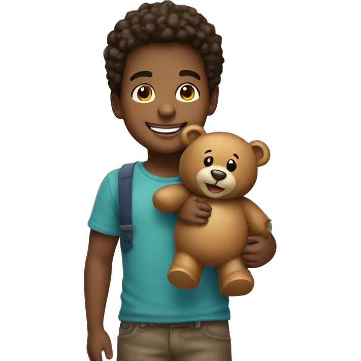Rizz smiling boy with teddy bear emoji