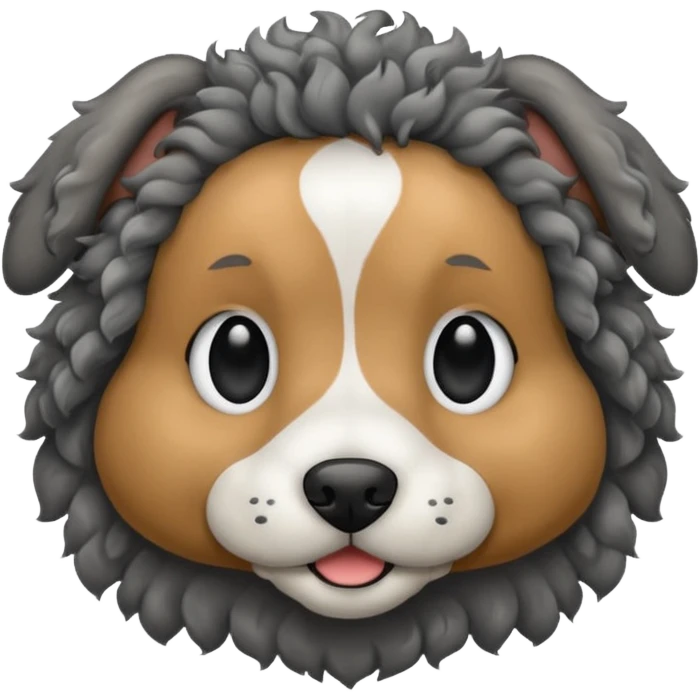 Grey and black curly haired dog emoji