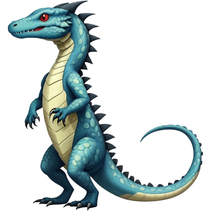 a dark gothic edgy reptilian croconaw-salandit-vernid-sergal-creature with splash patterns full body emoji