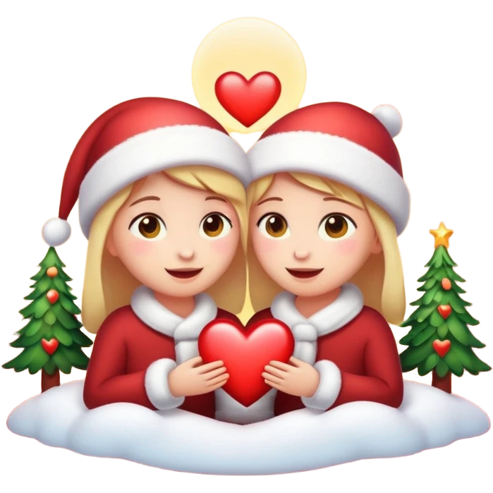 Romantic Christmas emoji illustration, warm glow, soft snow, heart-shaped light, intimate and gentle atmosphere, feeling of closeness. emoji