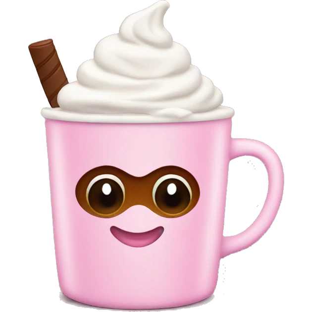 Hot cocoa with whipped cream in pink cup emoji