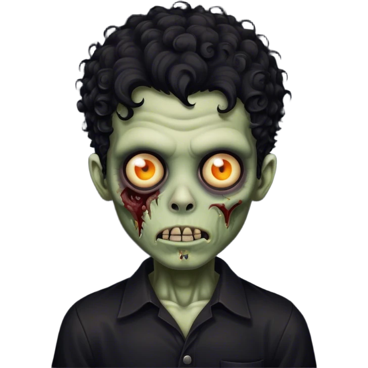 iphone emoji vintage zombie boy black curly hair black shirt emoji
