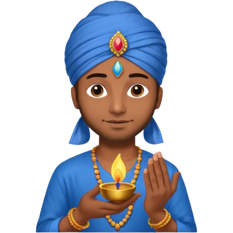 diwali man with blue turban and diwali emoji