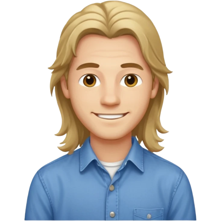 homme jeune cheveux long avec le sourire style européen emoji