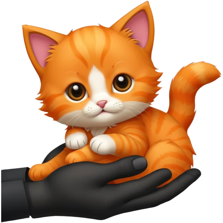 hand petting orange kitten emoji