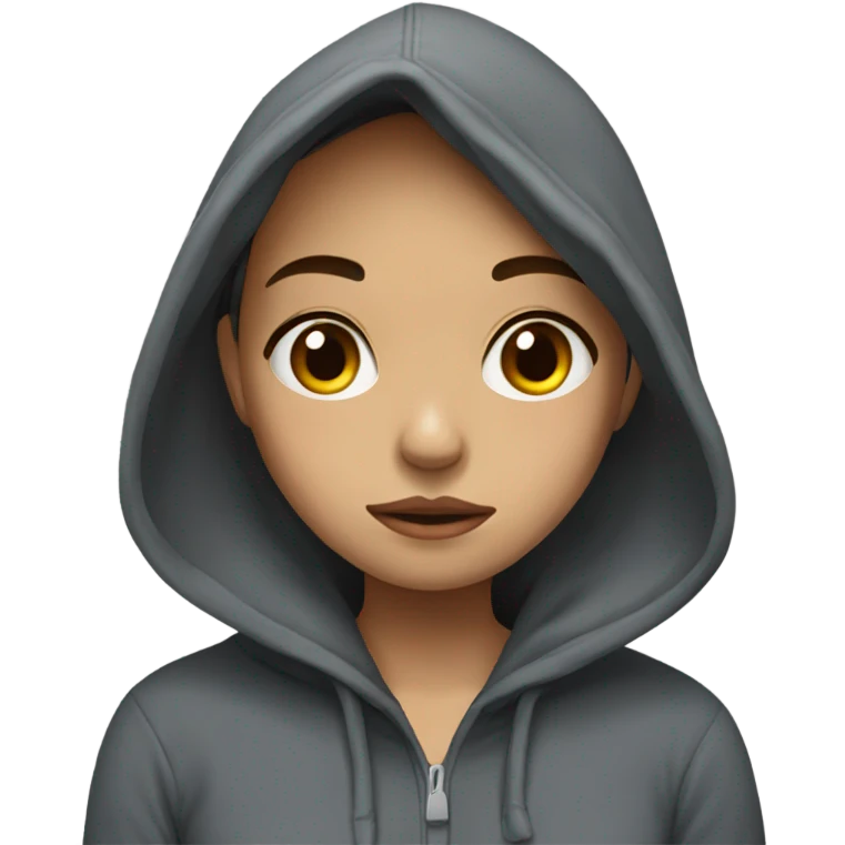 Depressed girl in hoodie with hood on emoji