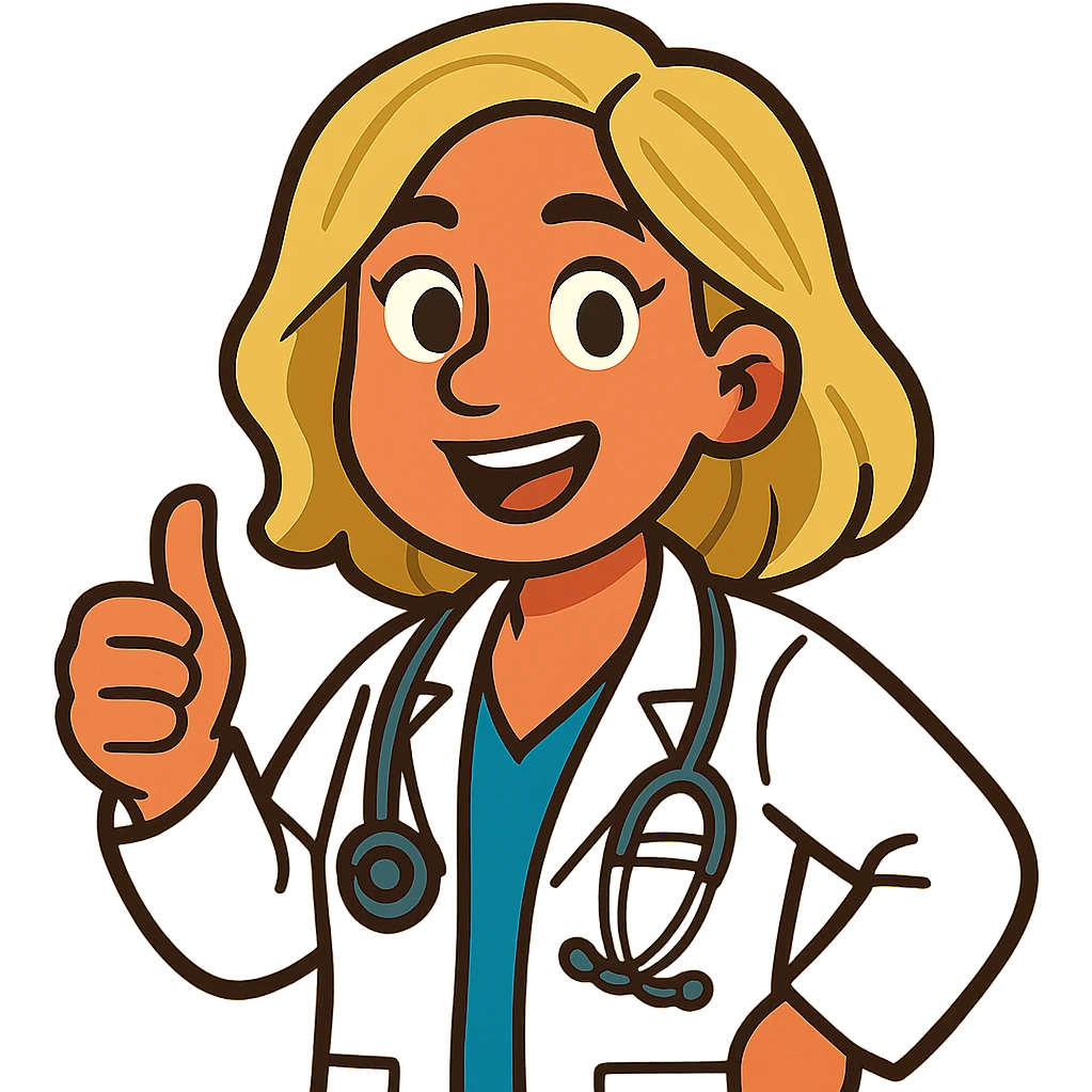 Latina doctor with light blonde hair, detailed and expressive emoji