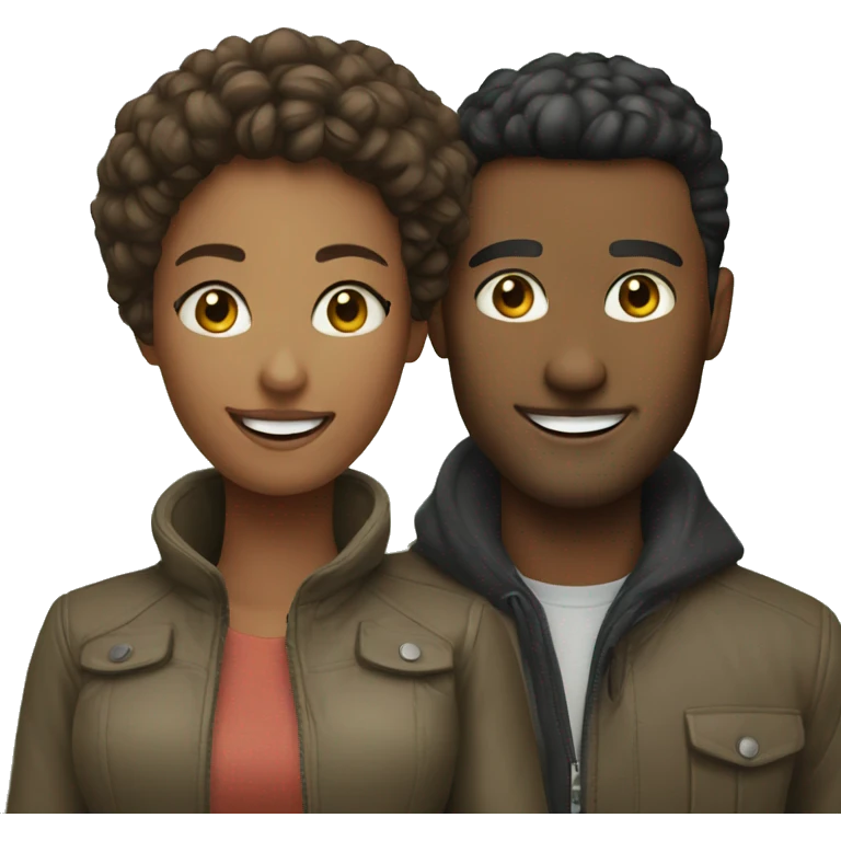 smiling couple outdoors stylish attire emoji