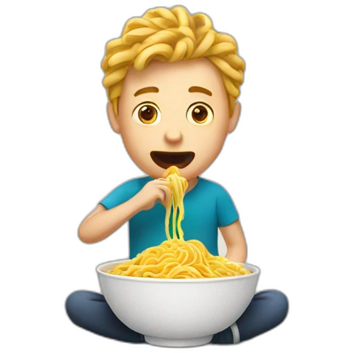 man eating cheap noodles emoji