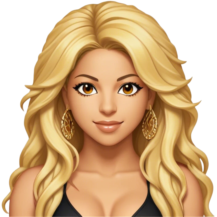 Cinematic Realistic portrait of Shakira, shown as a dynamic pop icon with expressive features and detailed modern attire, illuminated by vibrant, energetic lighting that highlights her global influence emoji