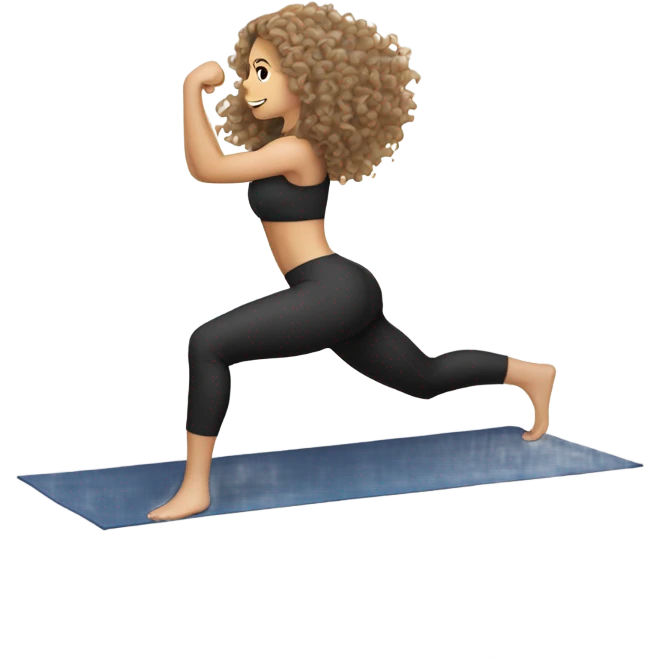 White girl with long curly  hair doing glutes training   emoji