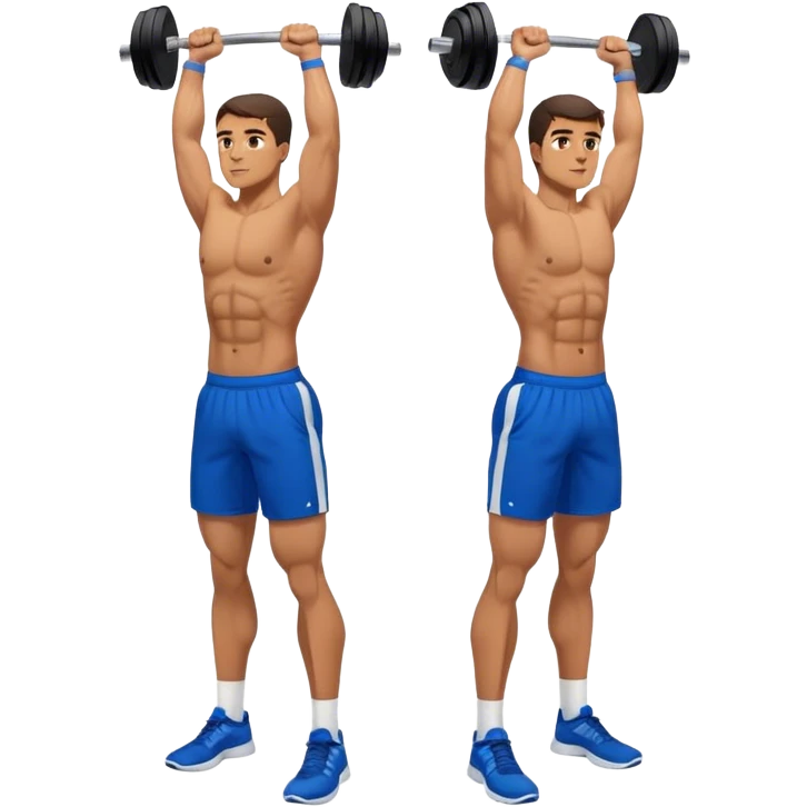 man with blue shorts doing dumbbell lateral-raise (T-pose) side-deltoid exercise emoji