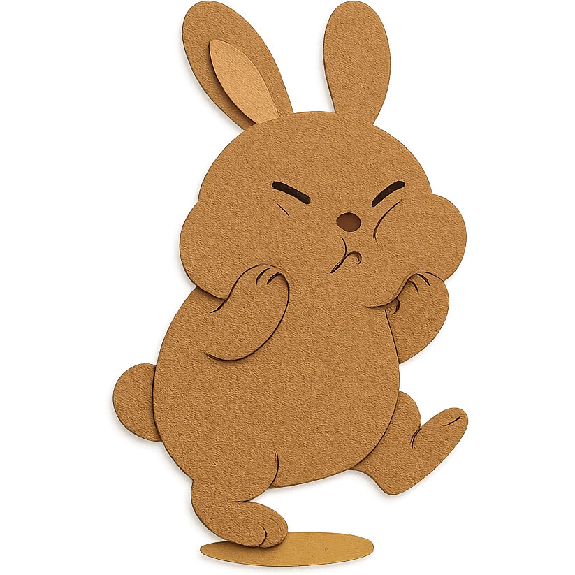full-body mocha bunny puffing cheeks and stamping foot emoji