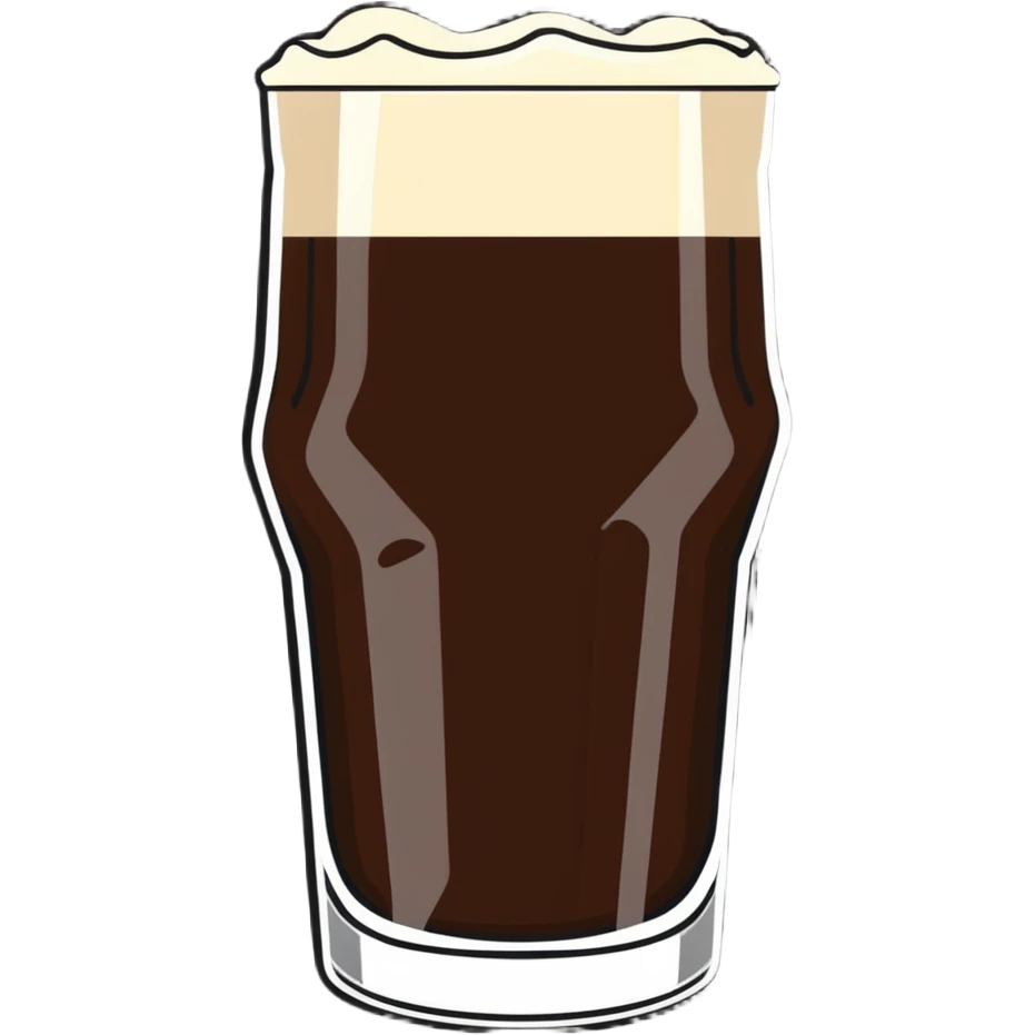 a pint of Guinness beer, dark stout in a classic pint glass with creamy head emoji