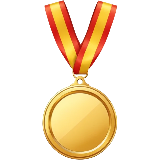 JUST THE CIRCLE  golden medal with a glossy finish, central empty space,  emoji