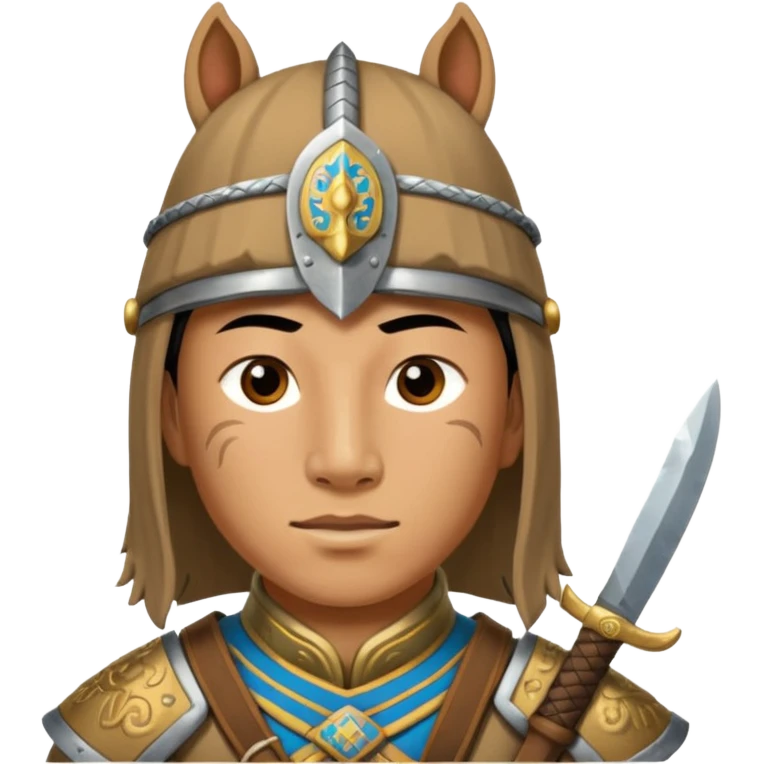 horse face, mogolian ancient army with small knife emoji