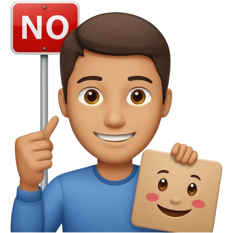 sign that says 'no problem' with a smiling man emoji