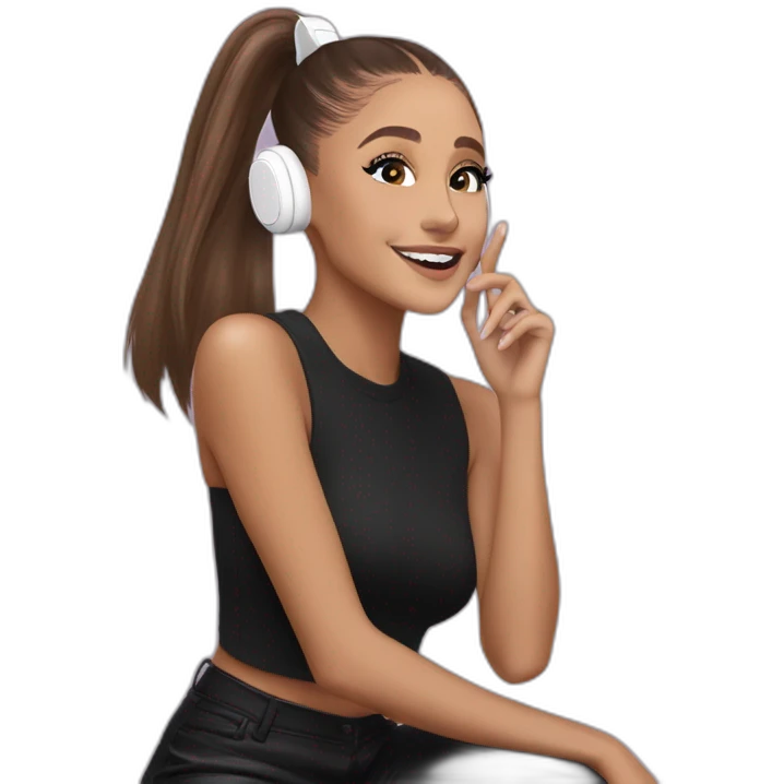 Ariana grande wearing airpods vibing at the music emoji