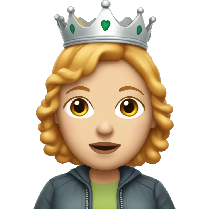 Emoji of Strawberry blonde woman pregnant wearing a cool jacket and crown  emoji