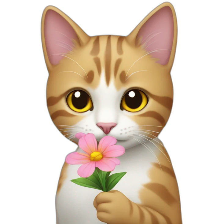 cat holding a flower emoji