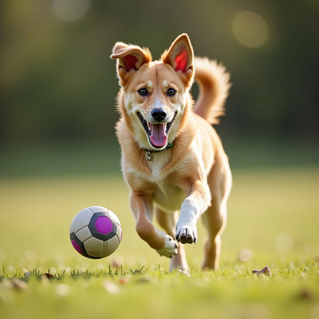 happy dog running after ball emoji