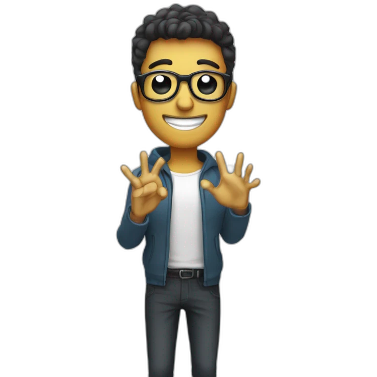persona con todo el cuerpo con manos sonriendo y con gafas  emoji