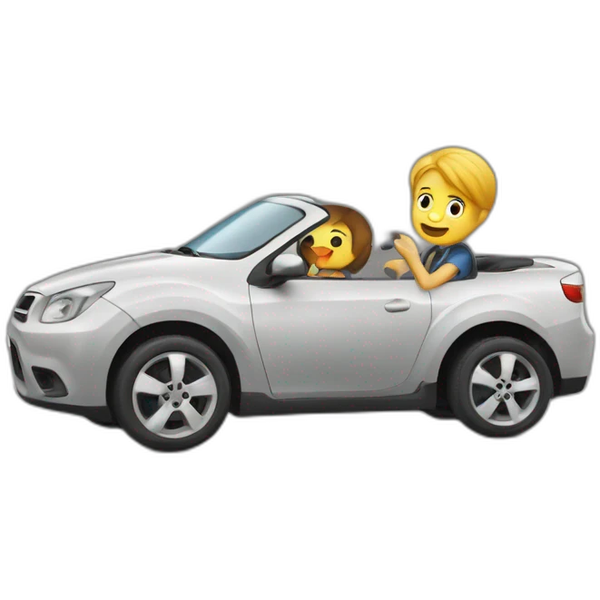 Un enfant qui mange une voiture emoji
