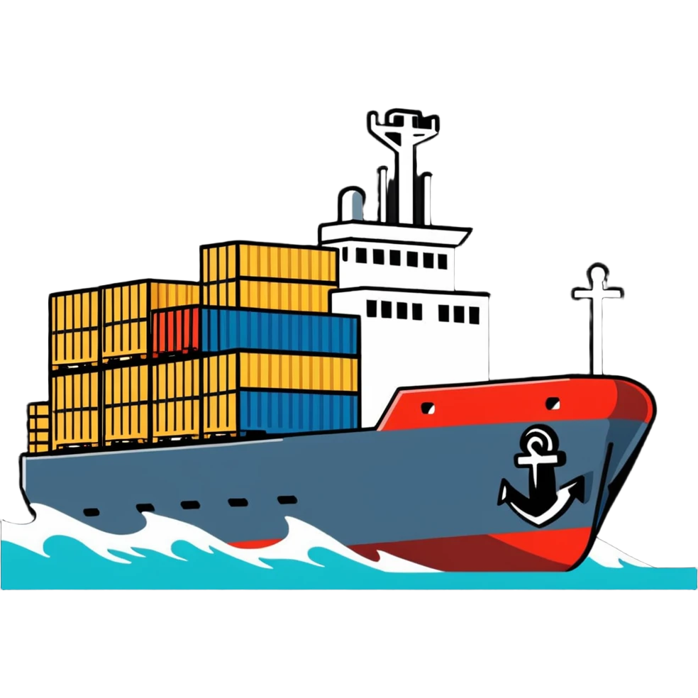 Cargo container ship in ocean emoji