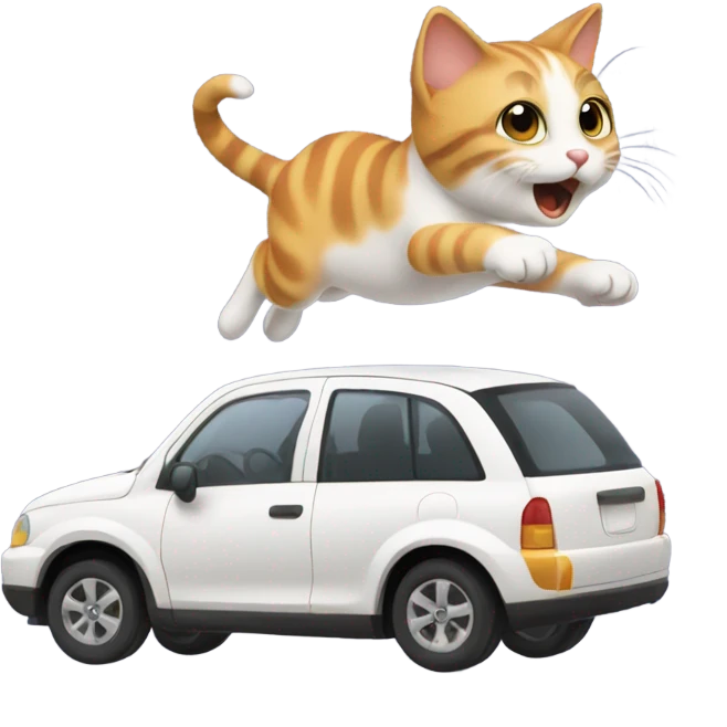 Cat jumping out of car emoji