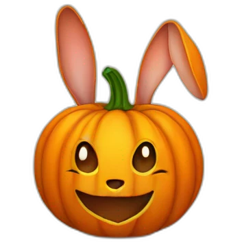 Bunny on a Halloween pumpkin  emoji