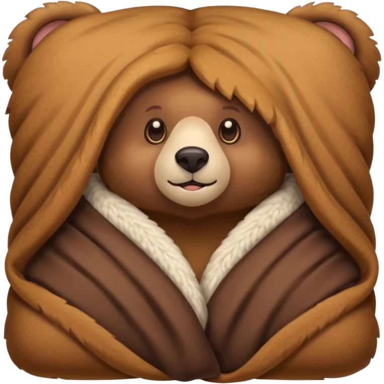 Bear cozy in blanket emoji