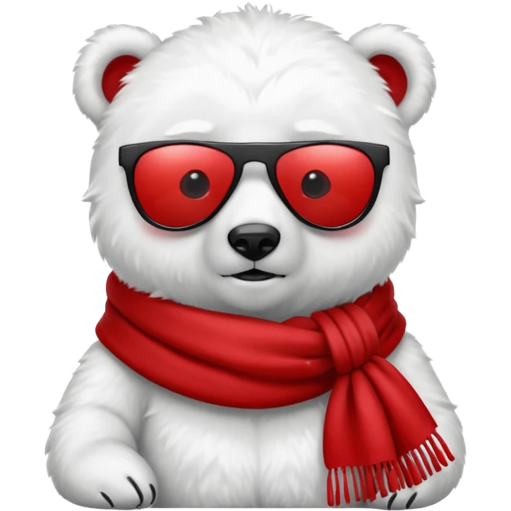 baby polar bear wear black sunglasses, red scraft emoji