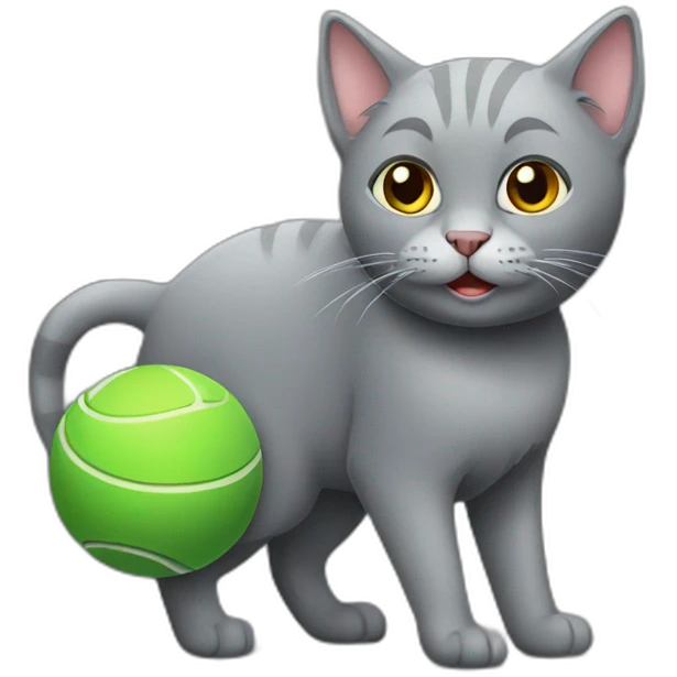 grey cat with ball emoji