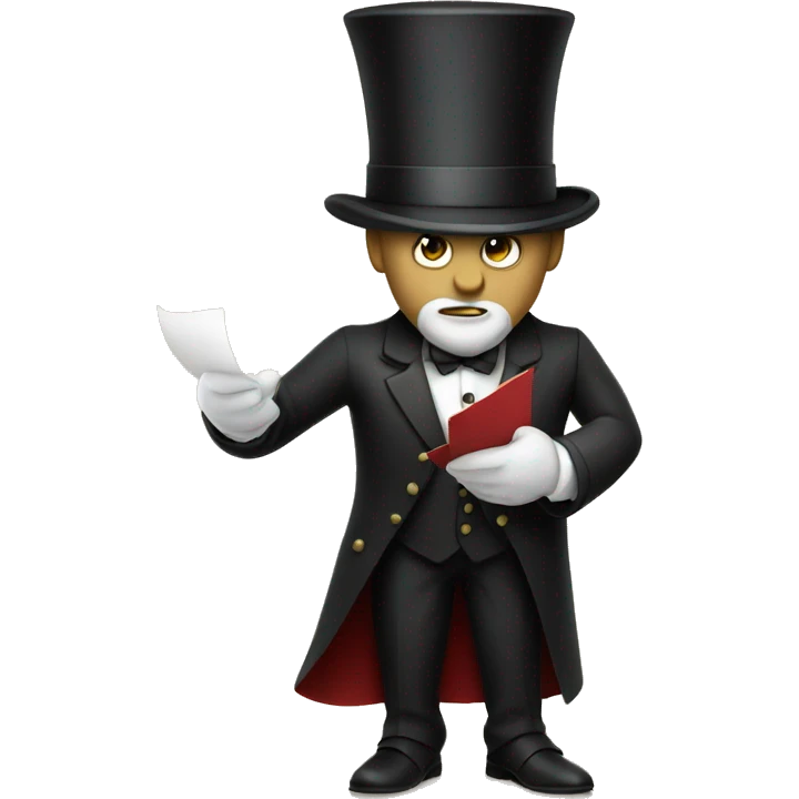 serious butler with silk top hat serving a letter emoji