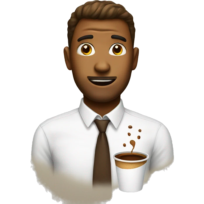 Man with coffee stain on his shirt emoji