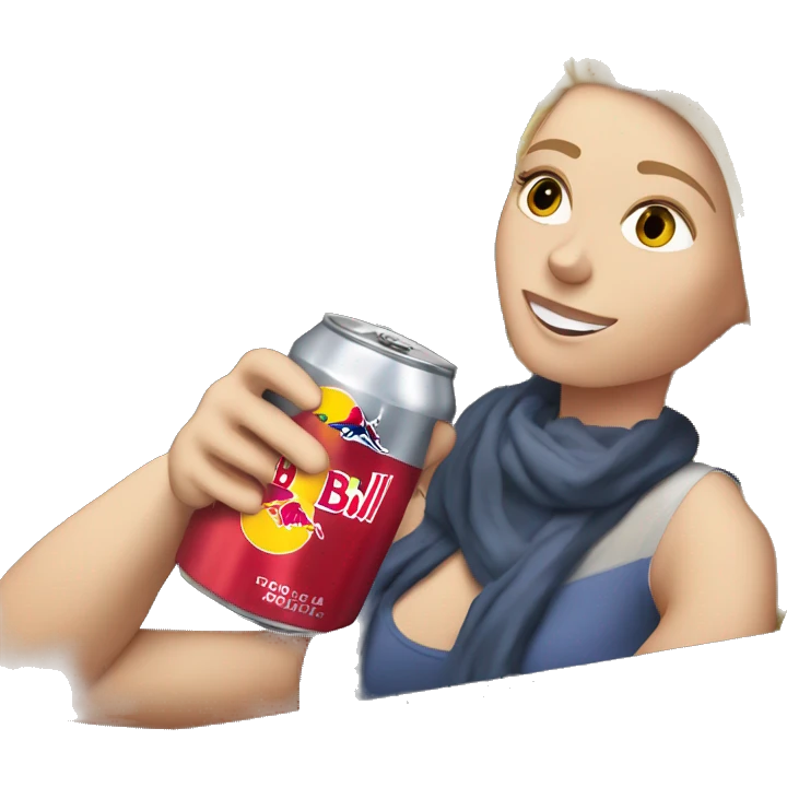 White girl in a Chevy Malibu drinking a Red Bull emoji