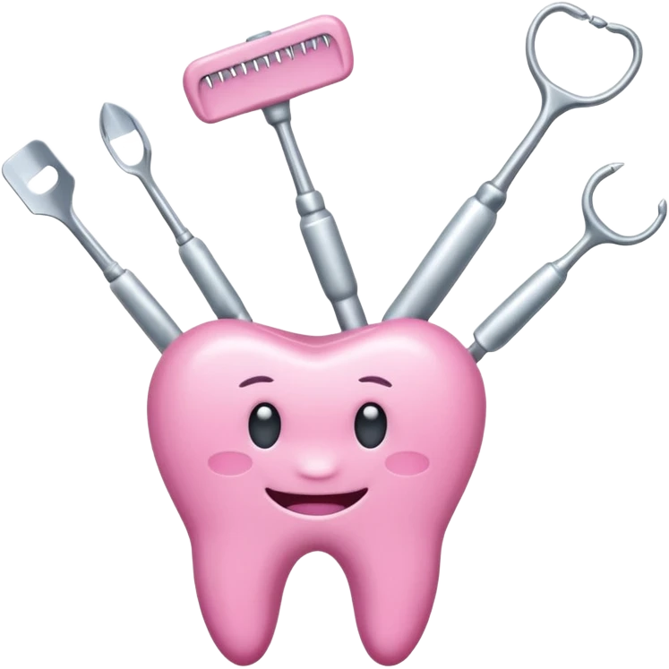 Pink dentist tools emoji