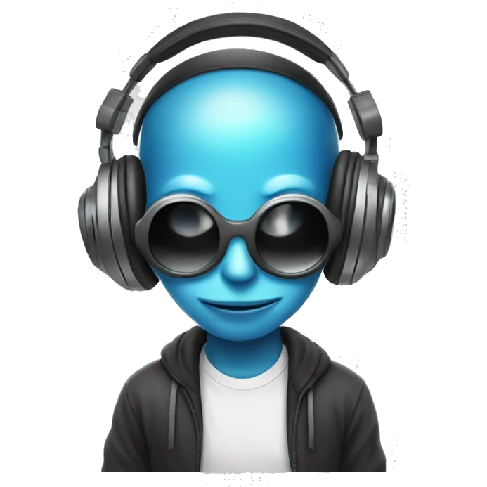 alien cute dj with headphones shaking emoji