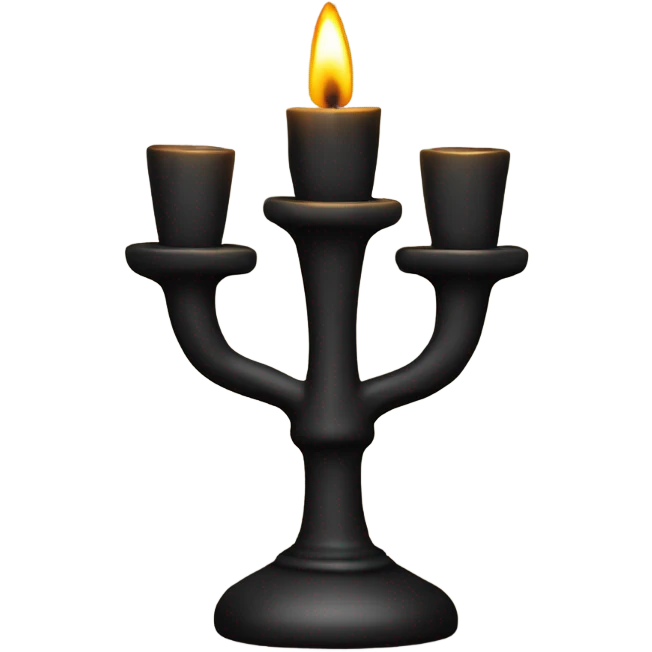 black seven-branched candlestick, symbol emoji