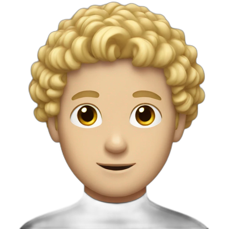 White man with blonde curly hair, black cat emoji