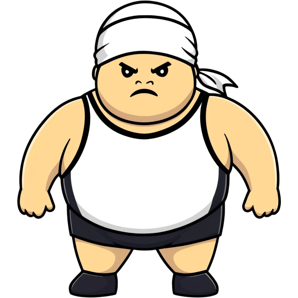 White skin fat guy with black durag in wrestling singlet emoji
