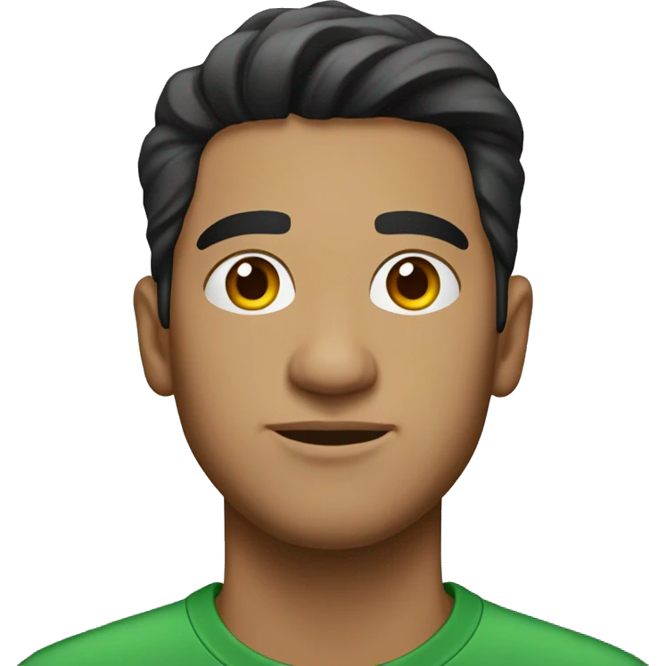 headshot of Hispanic Man in His 20s wearing a green shirt  emoji