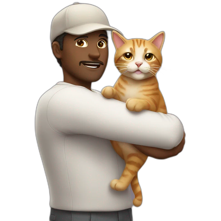 man with popping cat emoji